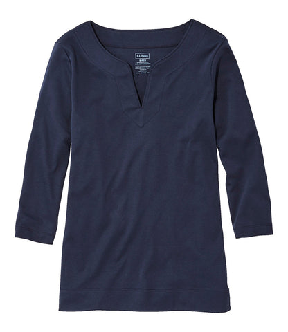 Women's Pima Cotton Tunic, Three-Quarter-Sleeve Splitneck | L.L.Bean US