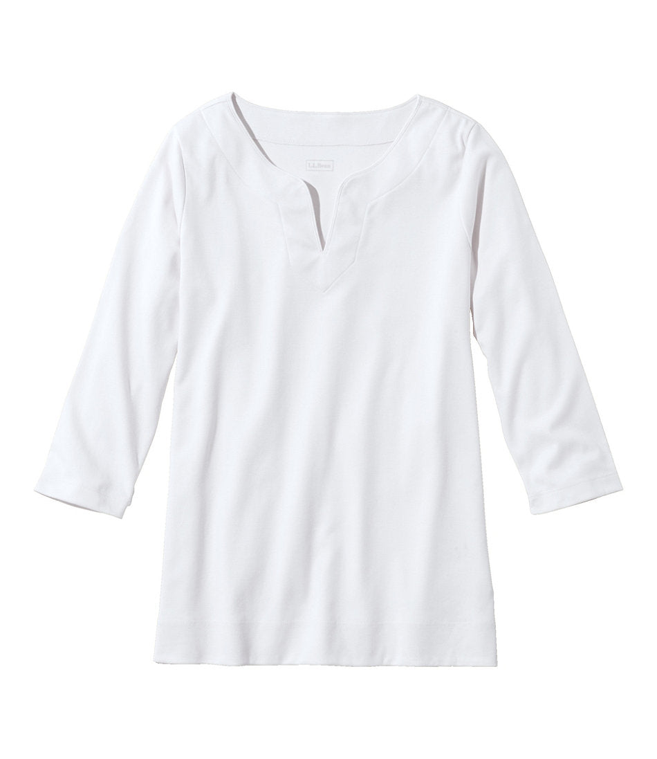 Women's Pima Cotton Tunic, Three-Quarter-Sleeve Splitneck | L.L.Bean US