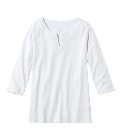 Women's Pima Cotton Tunic, Three-Quarter-Sleeve Splitneck | L.L.Bean US