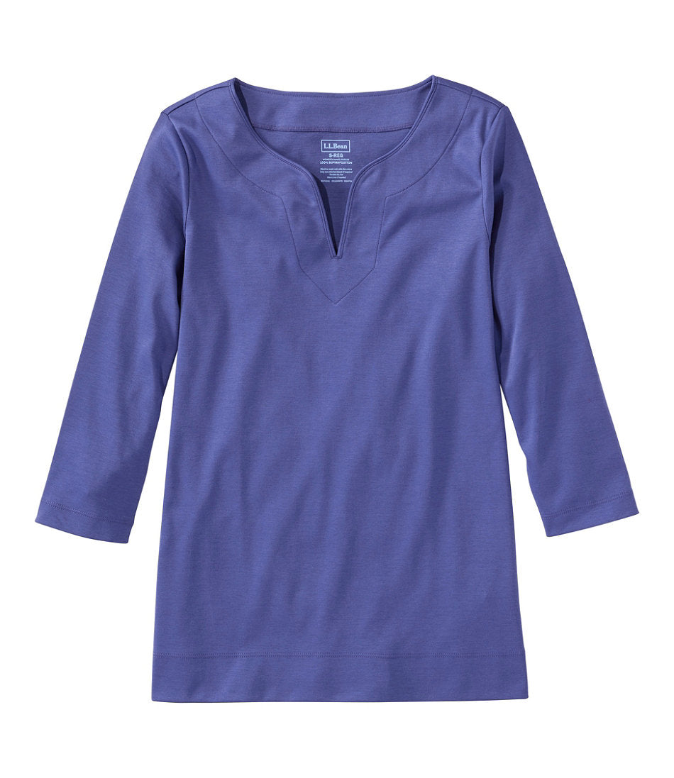 Women's Pima Cotton Tunic, Three-Quarter-Sleeve Splitneck | L.L.Bean US