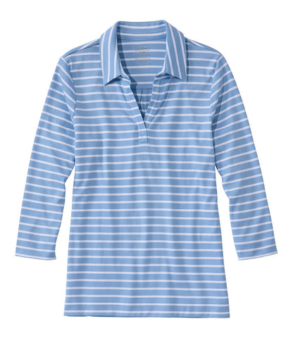 Women's Pima Cotton Tee, Three-Quarter-Sleeve Polo Stripe | L.L.Bean outlet