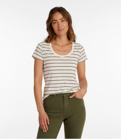 Women's Soft Stretch Supima-Blend Tee, Scoopneck Short-Sleeve Stripe | L.L.Bean discount