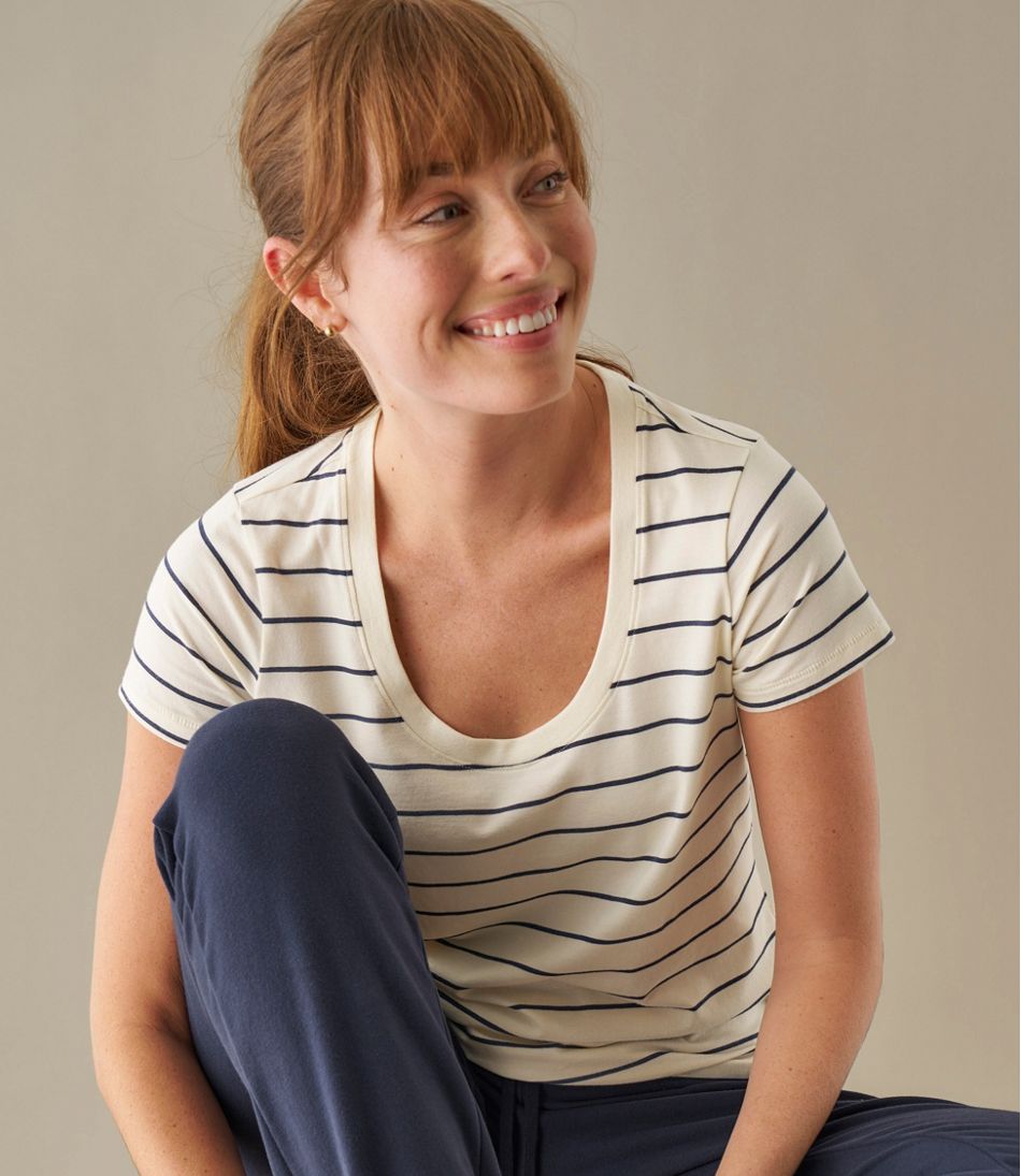 Women's Soft Stretch Supima-Blend Tee, Scoopneck Short-Sleeve Stripe | L.L.Bean discount