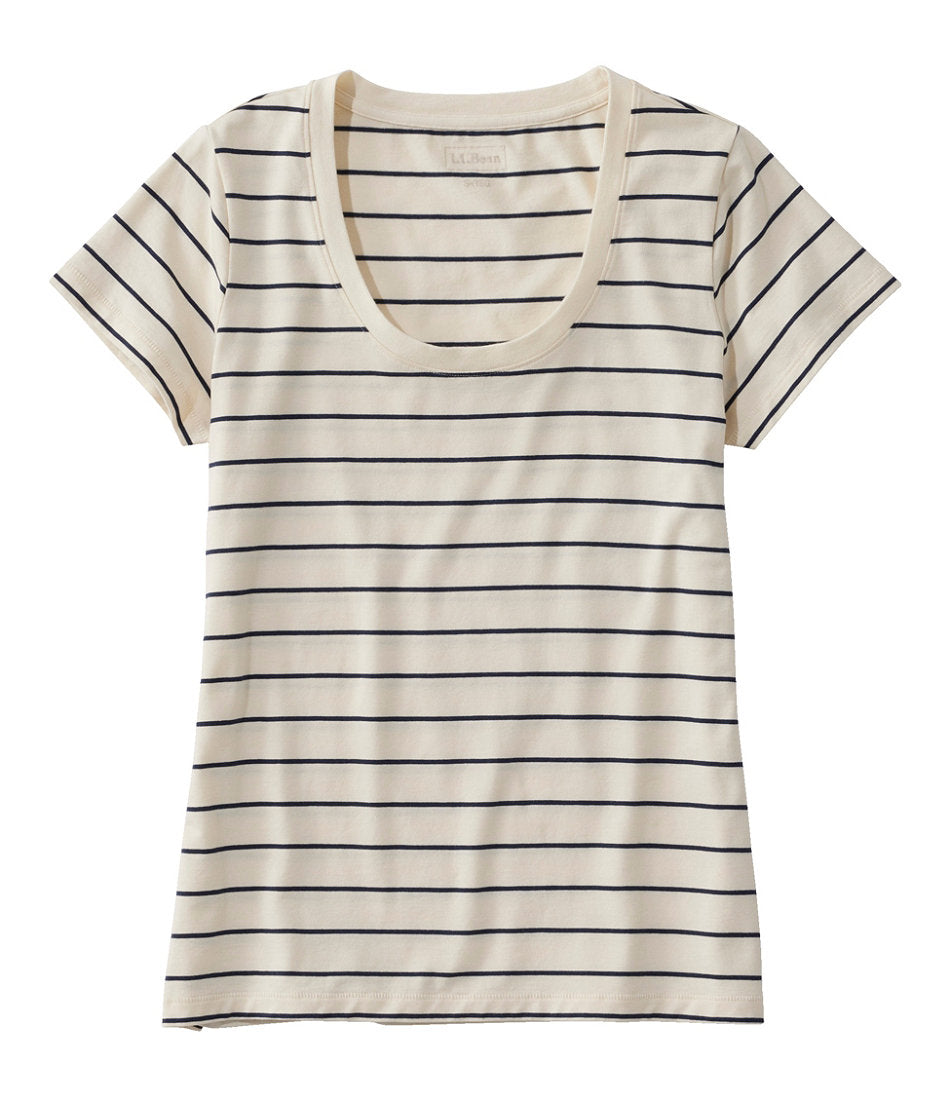 Women's Soft Stretch Supima-Blend Tee, Scoopneck Short-Sleeve Stripe | L.L.Bean discount
