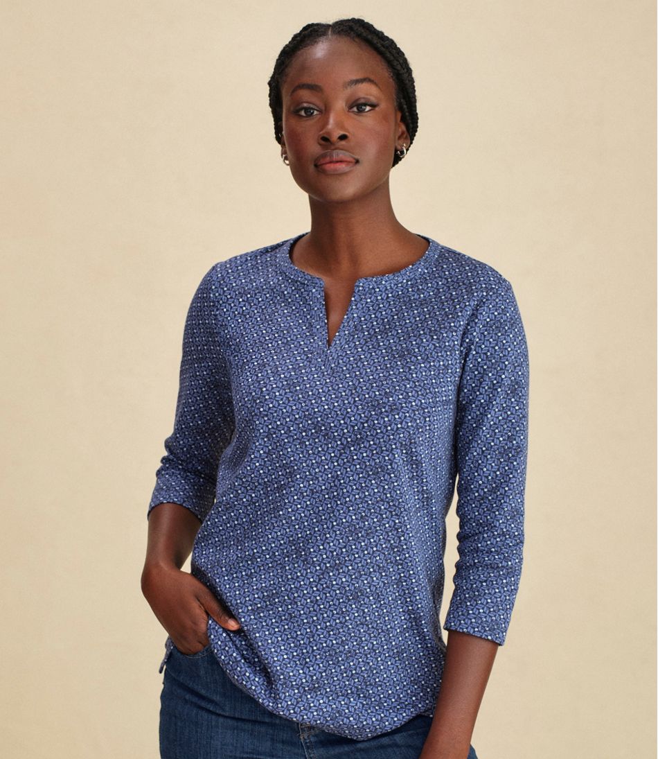 Women's Tee, Three-Quarter-Sleeve Splitneck Tunic Print | L.L.Bean sale