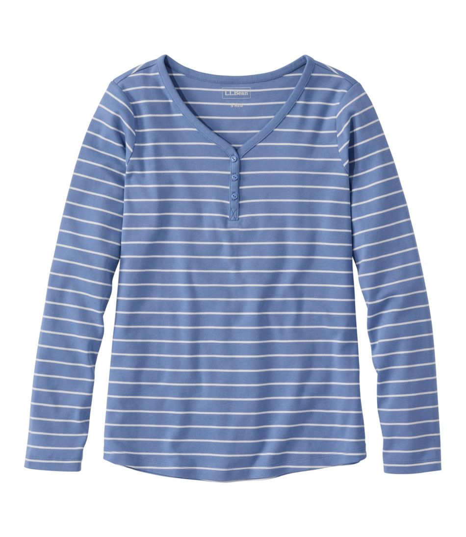 Women's V-Neck Henley, Long-Sleeve Stripe | L.L.Bean online