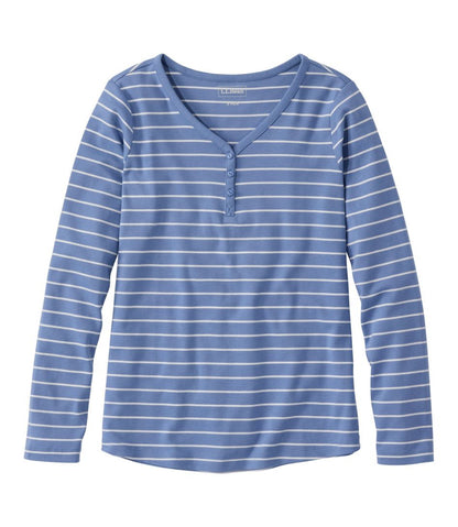 Women's V-Neck Henley, Long-Sleeve Stripe | L.L.Bean online