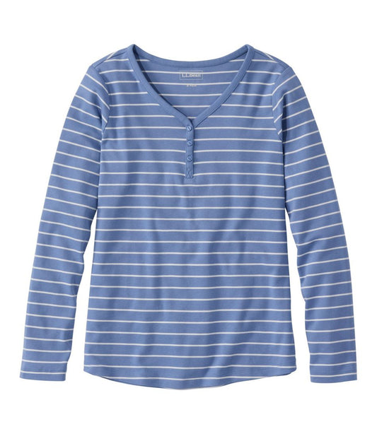 Women's V-Neck Henley, Long-Sleeve Stripe | L.L.Bean online