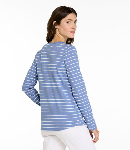 Women's V-Neck Henley, Long-Sleeve Stripe | L.L.Bean online