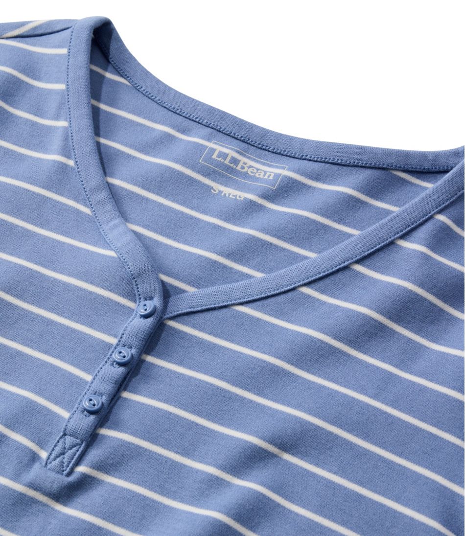 Women's V-Neck Henley, Long-Sleeve Stripe | L.L.Bean online
