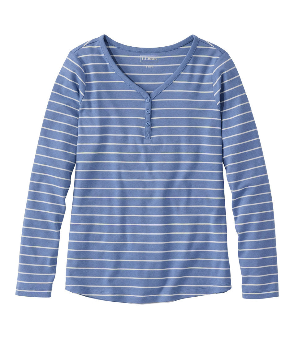 Women's V-Neck Henley, Long-Sleeve Stripe | L.L.Bean online