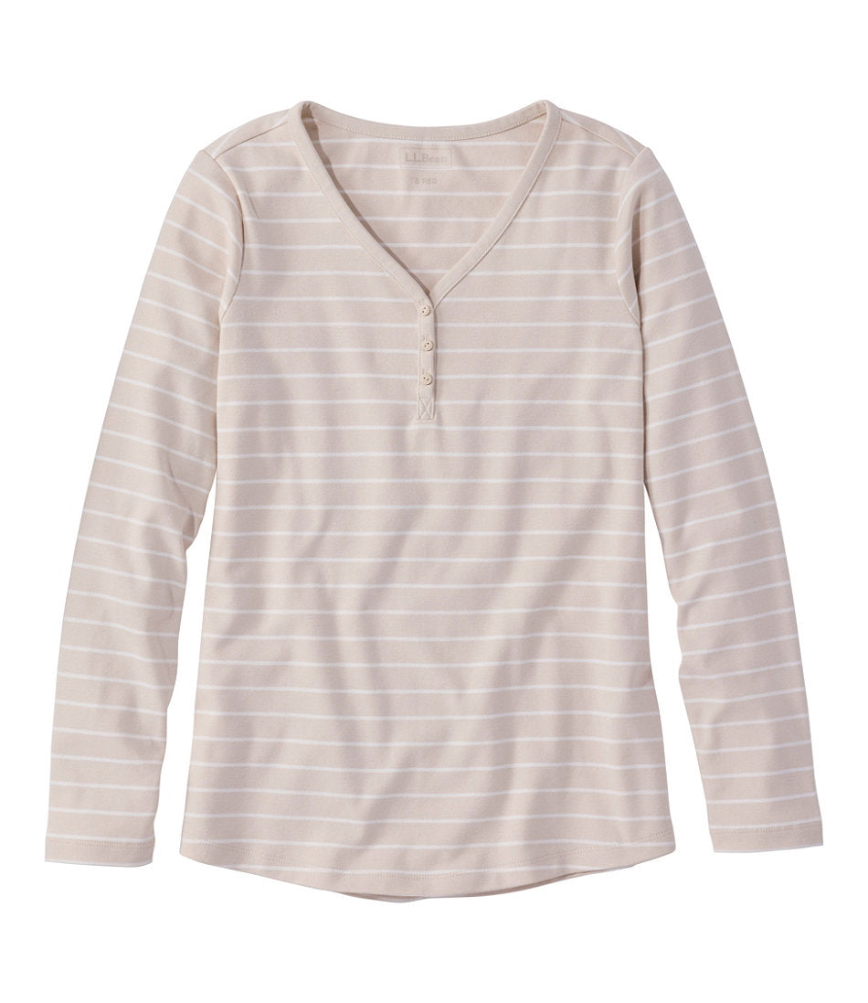 Women's V-Neck Henley, Long-Sleeve Stripe | L.L.Bean online