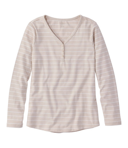 Women's V-Neck Henley, Long-Sleeve Stripe | L.L.Bean online