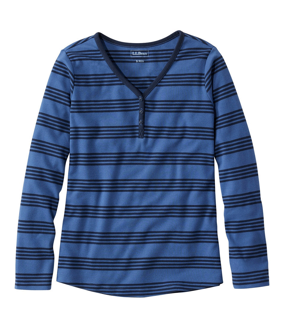 Women's V-Neck Henley, Long-Sleeve Stripe | L.L.Bean online