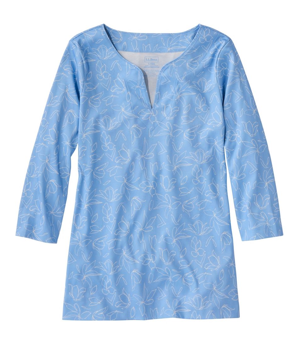 Women's Pima Cotton Tunic, Three-Quarter-Sleeve Splitneck Print | L.L.Bean US