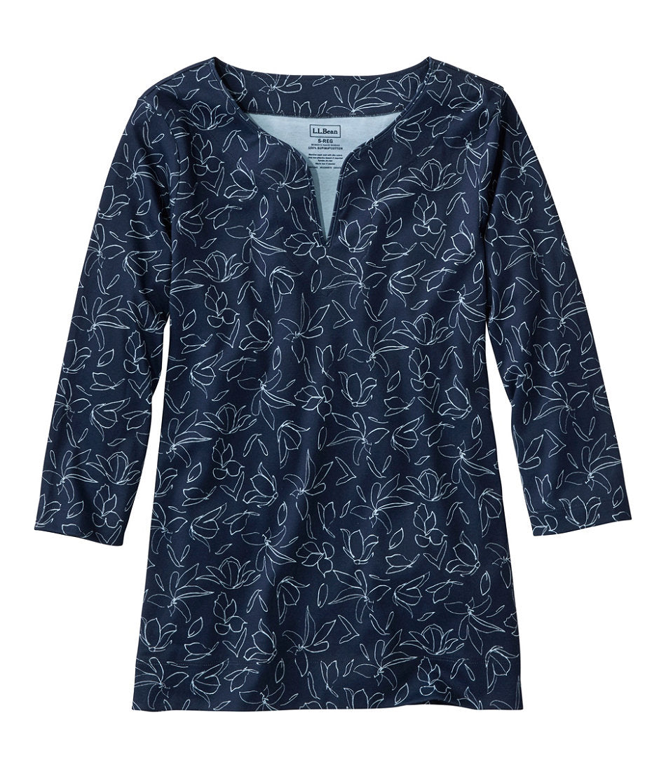 Women's Pima Cotton Tunic, Three-Quarter-Sleeve Splitneck Print | L.L.Bean US