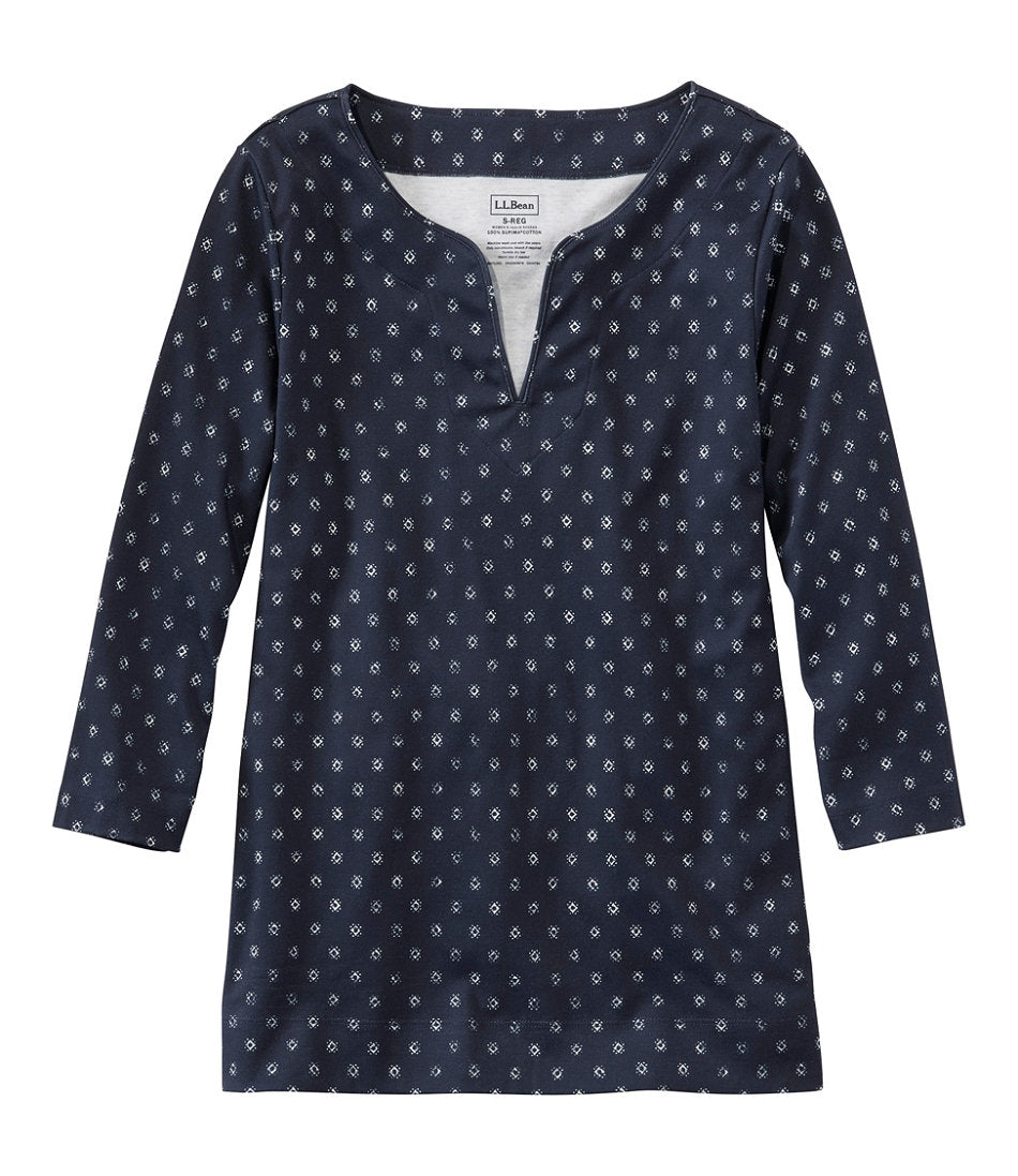 Women's Pima Cotton Tunic, Three-Quarter-Sleeve Splitneck Print | L.L.Bean US