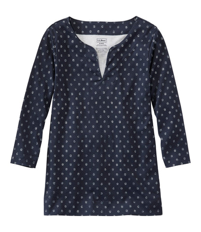 Women's Pima Cotton Tunic, Three-Quarter-Sleeve Splitneck Print | L.L.Bean US