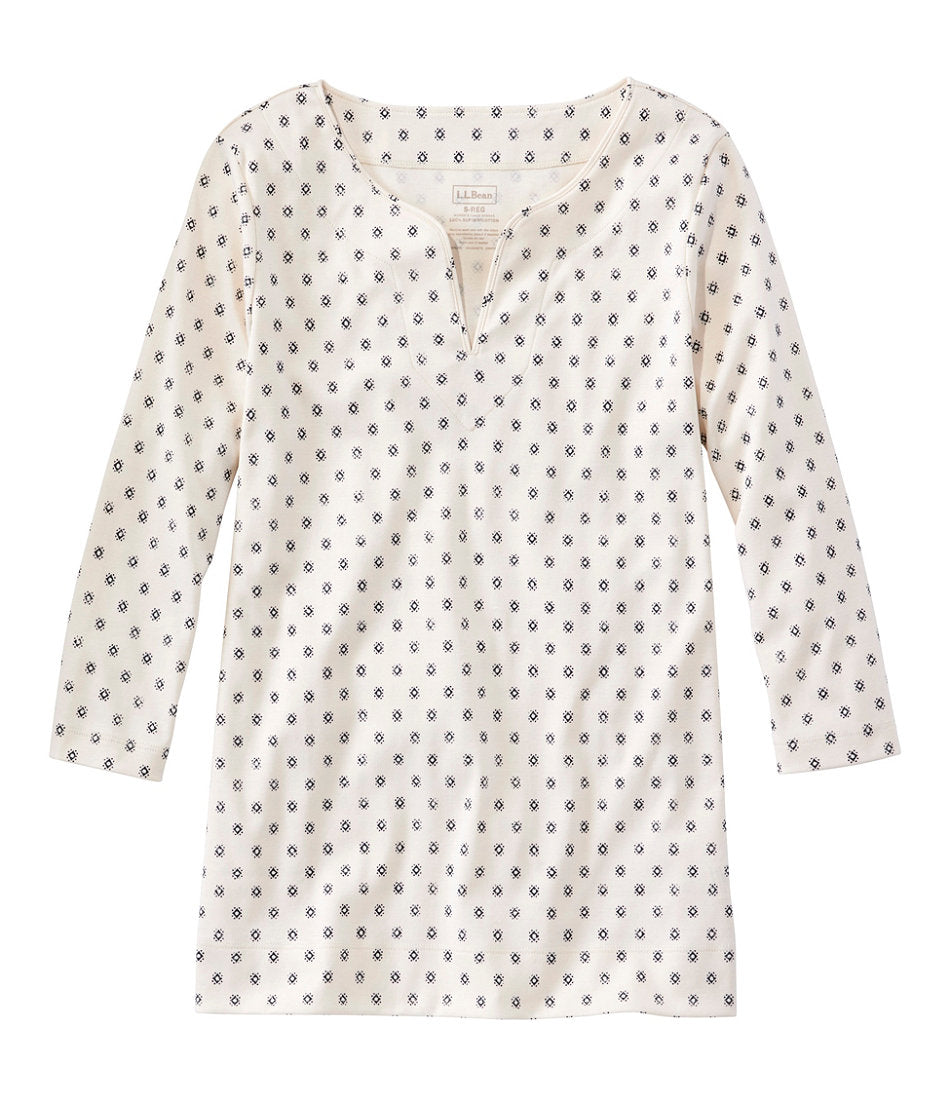 Women's Pima Cotton Tunic, Three-Quarter-Sleeve Splitneck Print | L.L.Bean US