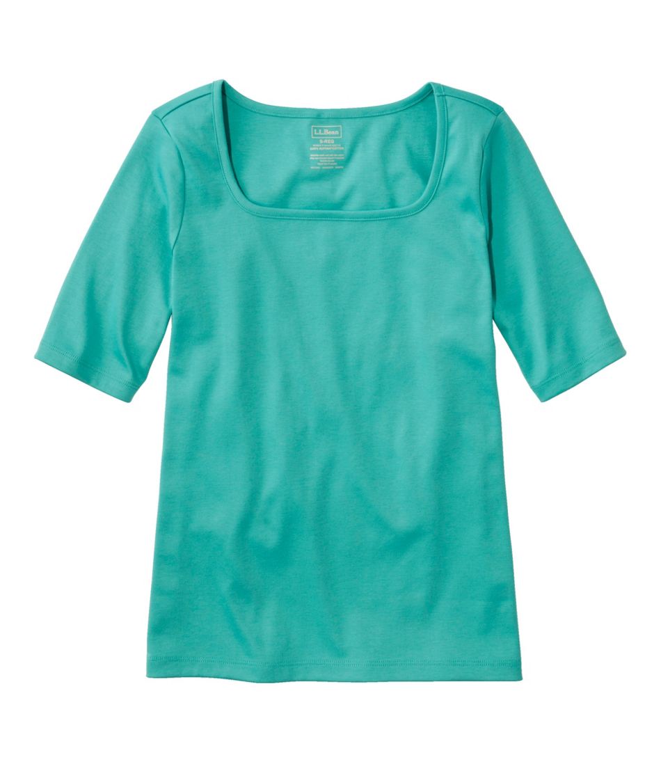 Women's Pima Cotton Tee, Soft Squareneck Elbow-Sleeve | L.L.Bean discount