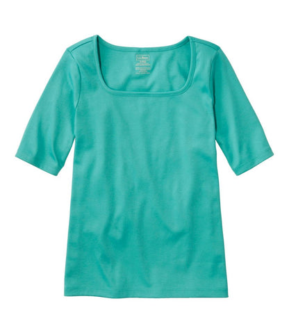 Women's Pima Cotton Tee, Soft Squareneck Elbow-Sleeve | L.L.Bean discount