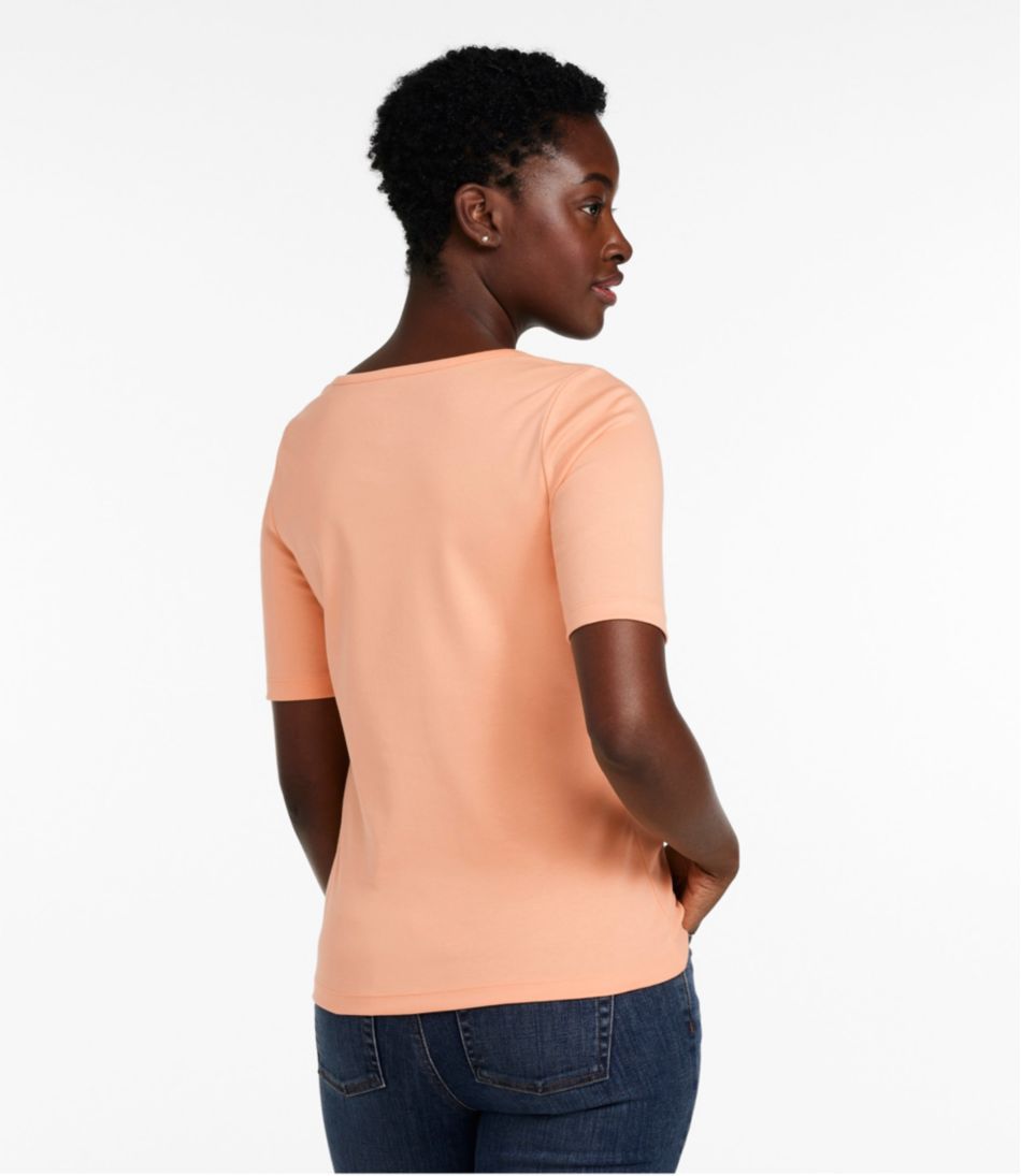 Women's Pima Cotton Tee, Soft Squareneck Elbow-Sleeve | L.L.Bean discount