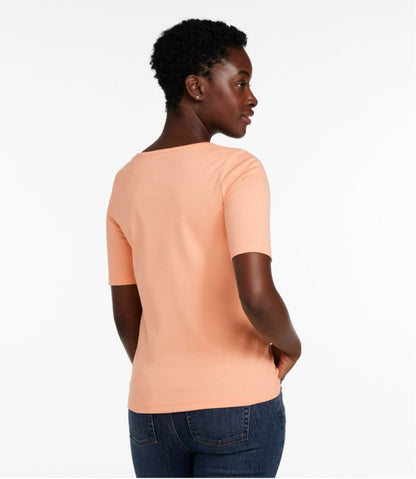 Women's Pima Cotton Tee, Soft Squareneck Elbow-Sleeve | L.L.Bean discount