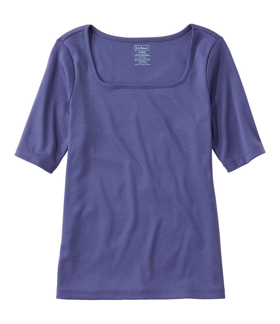 Women's Pima Cotton Tee, Soft Squareneck Elbow-Sleeve | L.L.Bean discount