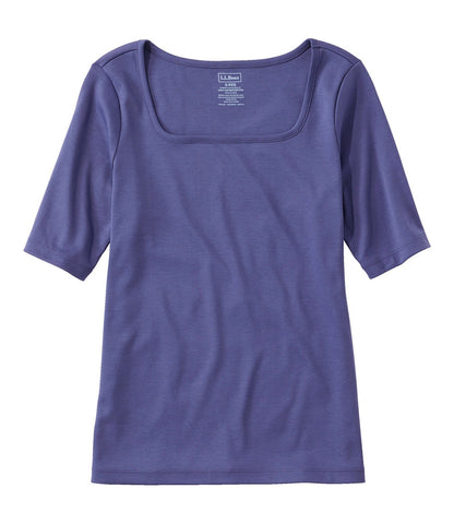Women's Pima Cotton Tee, Soft Squareneck Elbow-Sleeve | L.L.Bean discount