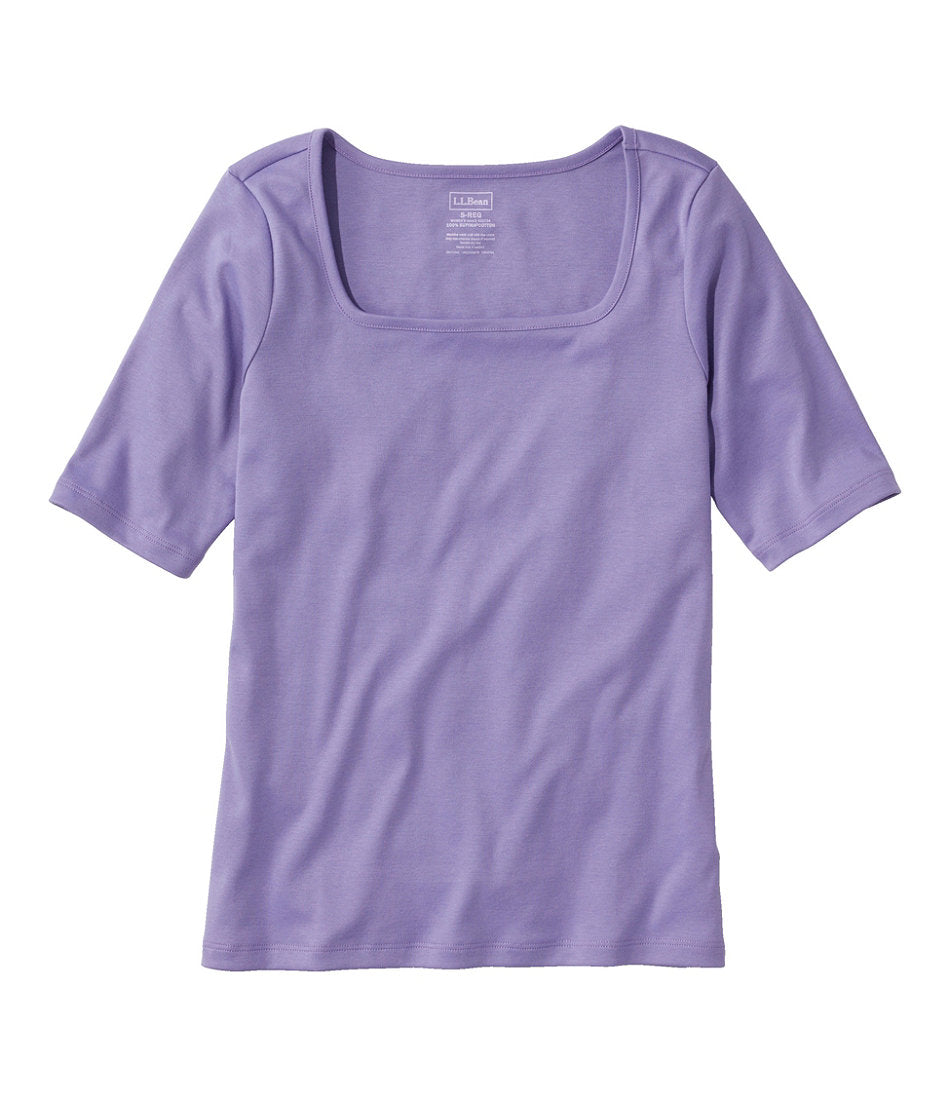 Women's Pima Cotton Tee, Soft Squareneck Elbow-Sleeve | L.L.Bean discount