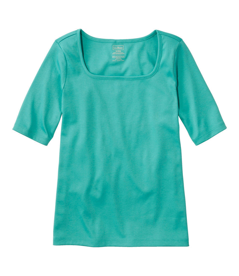 Women's Pima Cotton Tee, Soft Squareneck Elbow-Sleeve | L.L.Bean discount