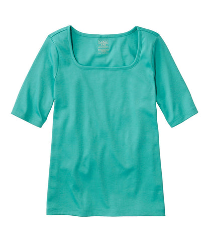Women's Pima Cotton Tee, Soft Squareneck Elbow-Sleeve | L.L.Bean discount