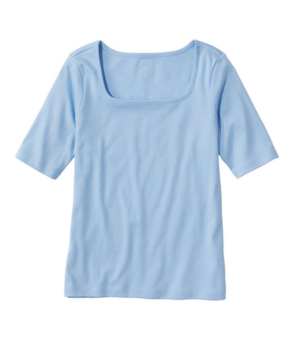 Women's Pima Cotton Tee, Soft Squareneck Elbow-Sleeve | L.L.Bean discount