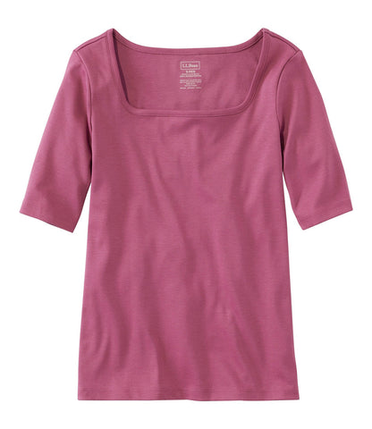 Women's Pima Cotton Tee, Soft Squareneck Elbow-Sleeve | L.L.Bean discount