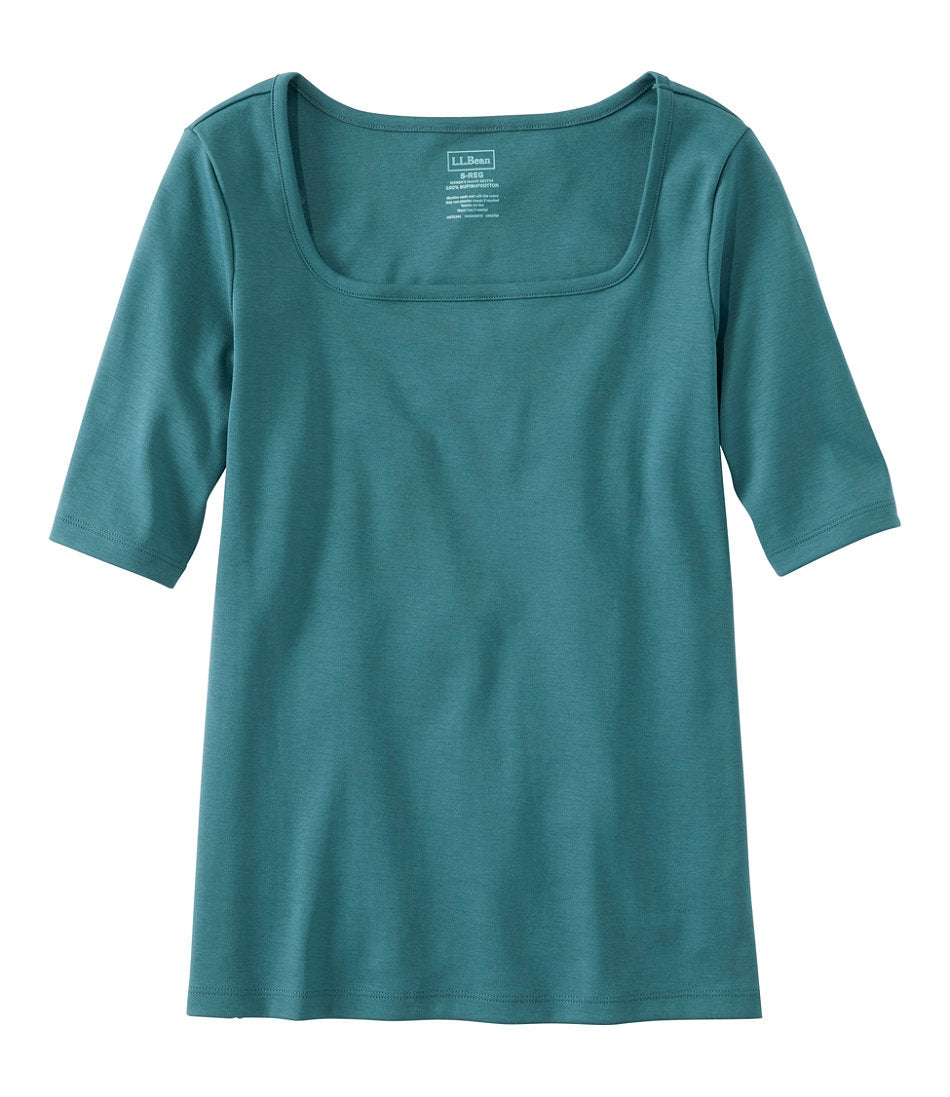 Women's Pima Cotton Tee, Soft Squareneck Elbow-Sleeve | L.L.Bean discount