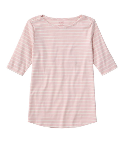 Women's Pima Cotton Tee, Elbow-Sleeve Boatneck Stripe | L.L.Bean for sale