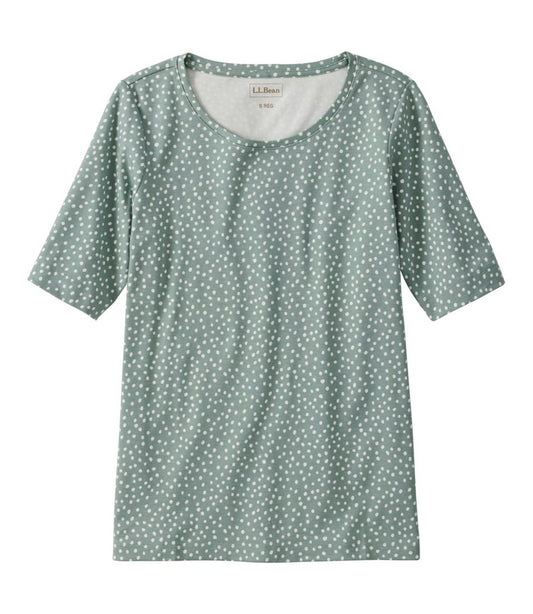 Women's Jewelneck Tee, Elbow-Sleeve Print | L.L.Bean outlet