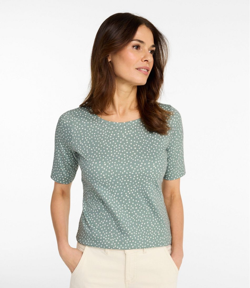 Women's Jewelneck Tee, Elbow-Sleeve Print | L.L.Bean outlet