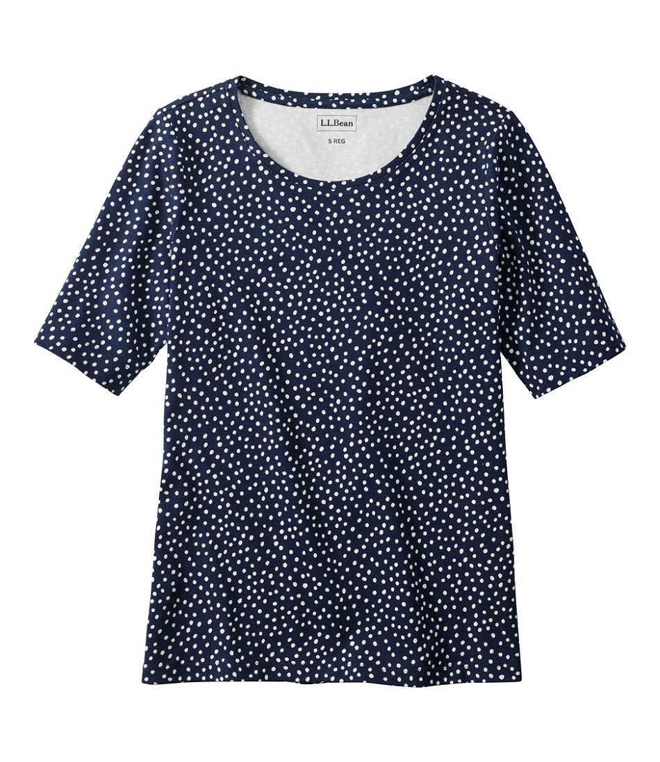 Women's Jewelneck Tee, Elbow-Sleeve Print | L.L.Bean outlet