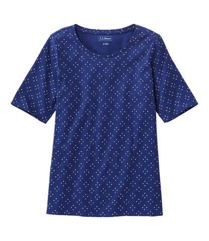 Women's Jewelneck Tee, Elbow-Sleeve Print | L.L.Bean outlet