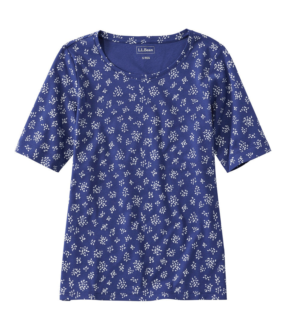 Women's Jewelneck Tee, Elbow-Sleeve Print | L.L.Bean outlet