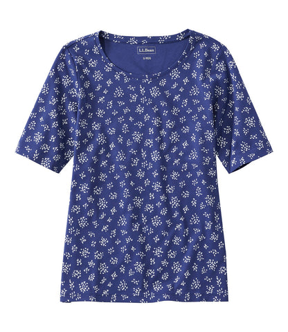 Women's Jewelneck Tee, Elbow-Sleeve Print | L.L.Bean outlet