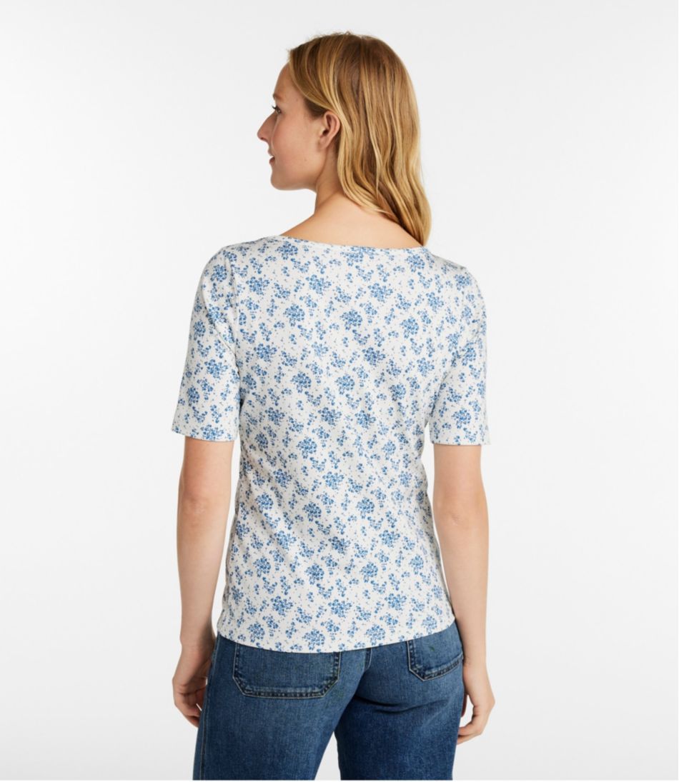 Women's Pima Cotton Tee, Soft Squareneck Elbow-Sleeve | L.L.Bean online