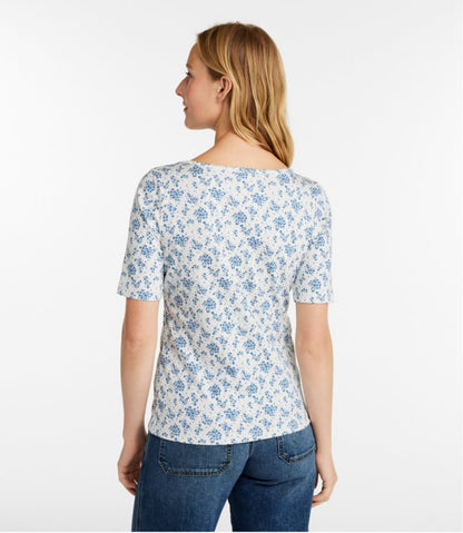 Women's Pima Cotton Tee, Soft Squareneck Elbow-Sleeve | L.L.Bean online