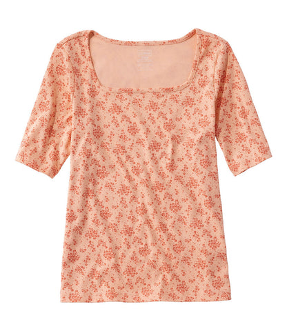 Women's Pima Cotton Tee, Soft Squareneck Elbow-Sleeve | L.L.Bean online