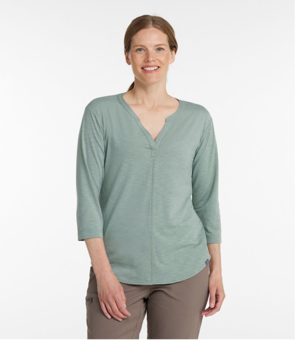 Women's Streamside Tee, Three-Quarter-Sleeve Splitneck | L.L.Bean US