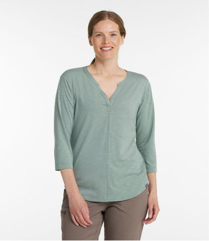 Women's Streamside Tee, Three-Quarter-Sleeve Splitneck | L.L.Bean US