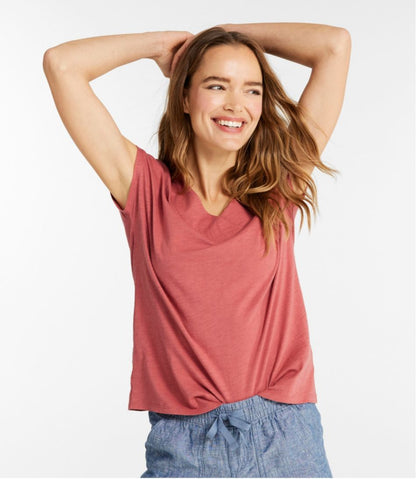 Women's Organic Cotton Tee, V-Neck Cap-Sleeve | L.L.Bean outlet
