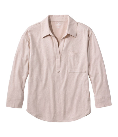 Women's Linen/Cotton Tee, Three-Quarter-Sleeve Splitneck Polo | L.L.Bean for sale