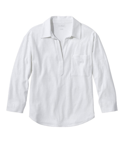 Women's Linen/Cotton Tee, Three-Quarter-Sleeve Splitneck Polo | L.L.Bean for sale